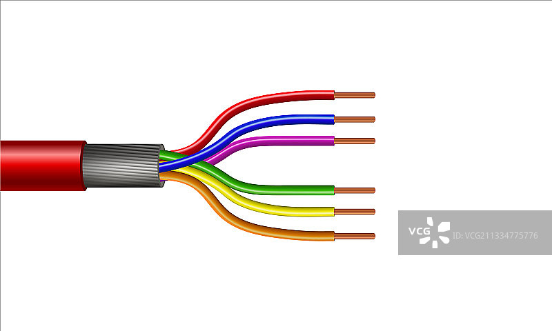 多色屏蔽双绞铜缆图片素材