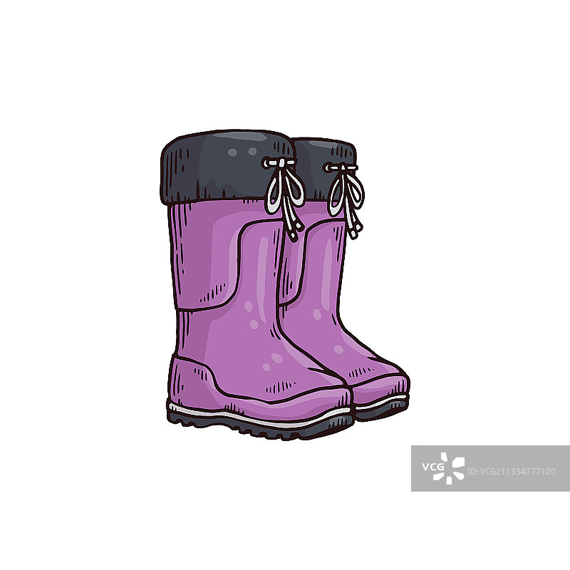 系带紫色橡胶靴图片素材