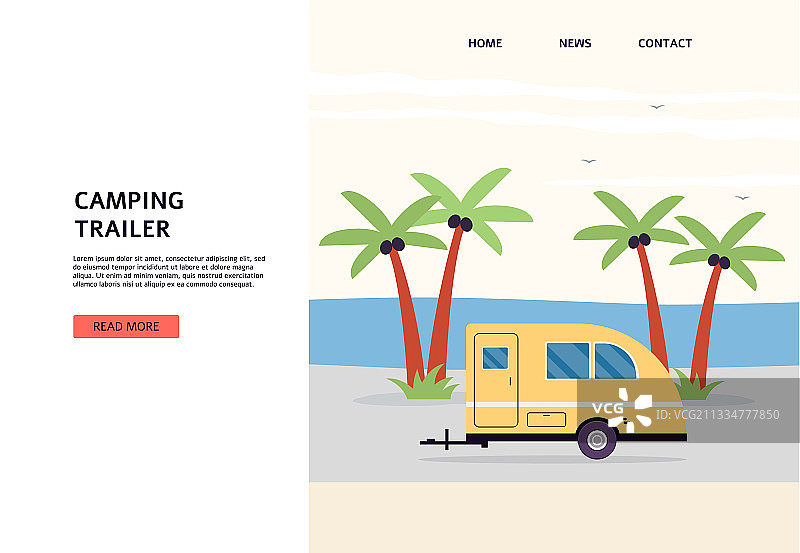 带有露营元素的房车旅行概念网页banner图片素材