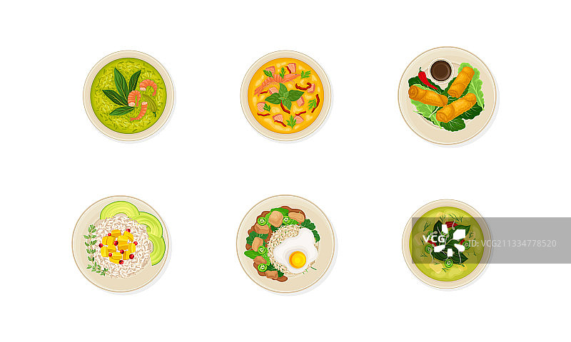 泰国菜肴和海鲜汤主菜图片素材