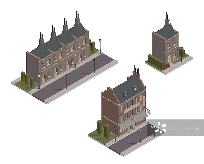 2.5D维多利亚哥特式老房子图片素材