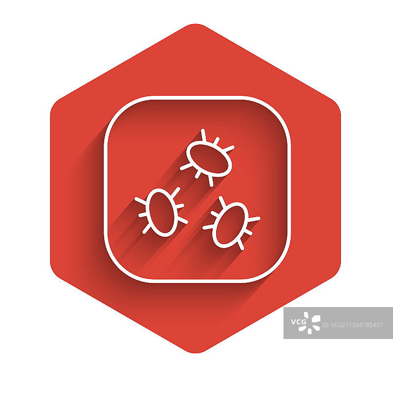 带长阴影的白色线条细菌图标图片素材