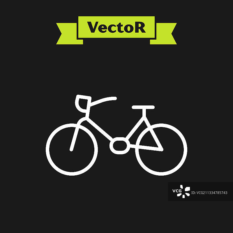 黑色背景上的白色线条自行车图标图片素材