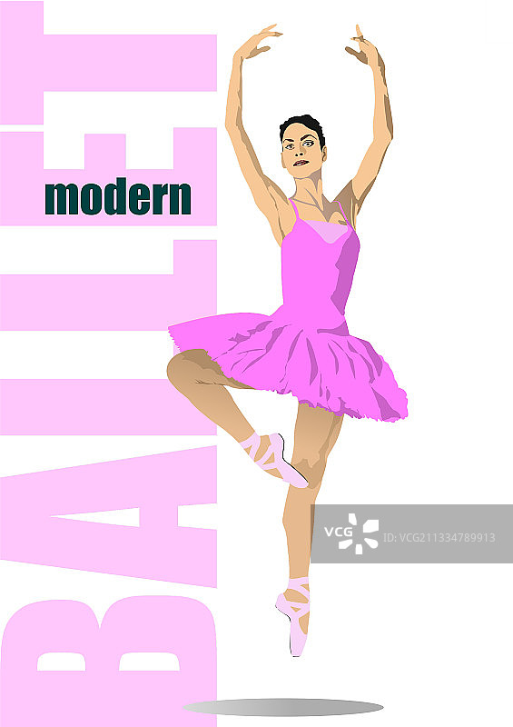 彩色3D现代芭蕾舞者图片素材