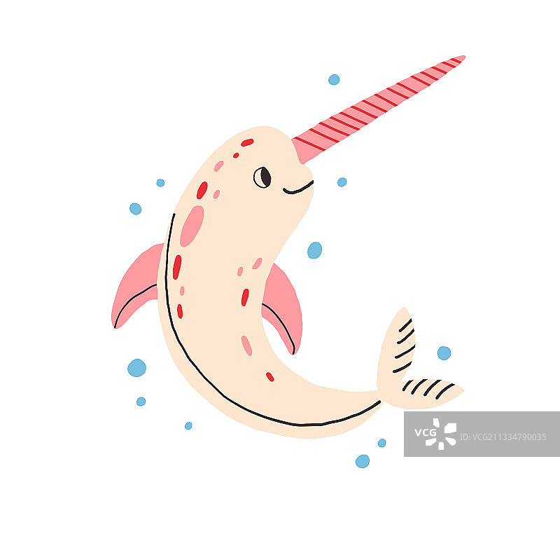 可爱的独角鲸鱼童话海洋图片素材