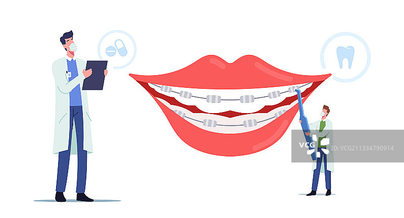 牙齿正畸医生治疗托槽安装图片素材