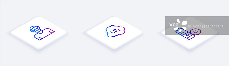 2.5D等距线防护面罩和二氧化碳图片素材