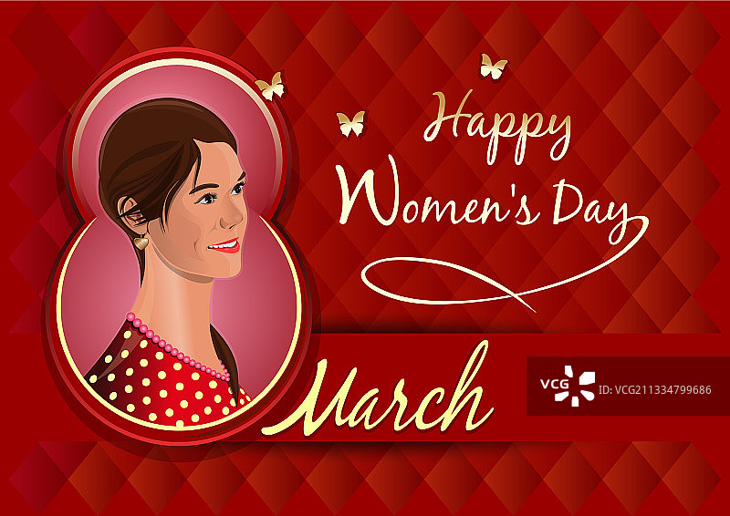 带可爱女孩的妇女节贺卡图片素材