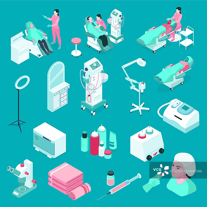 美容等距图标集图片素材