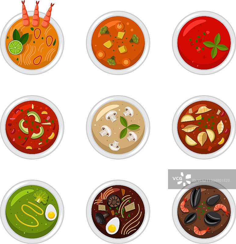 菜肴汤品俯视图标合集图片素材