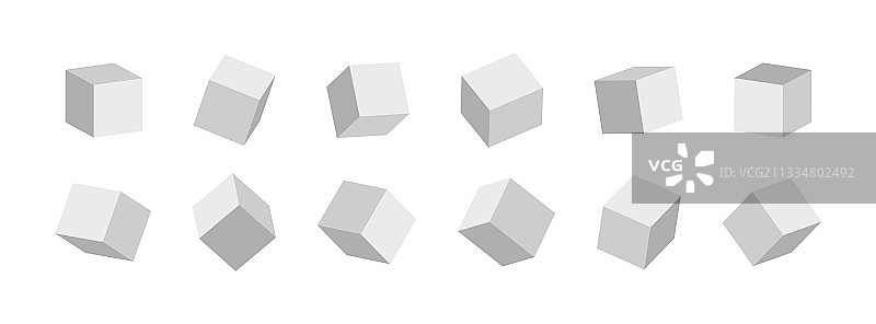 白色立方体块正面的3D立方体3D盒子图片素材