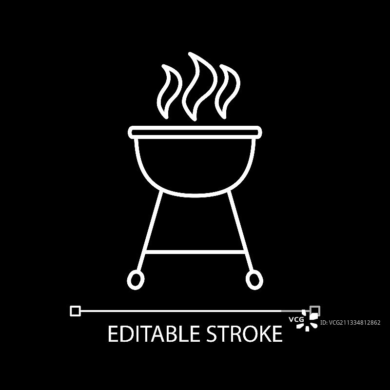 深色主题烧烤白色线性图标图片素材