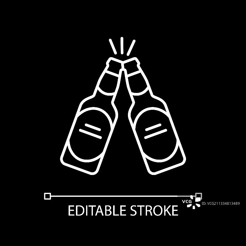 啤酒瓶干杯白色线性图标图片素材