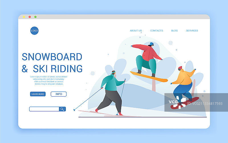 滑雪运动网站设计模板图片素材
