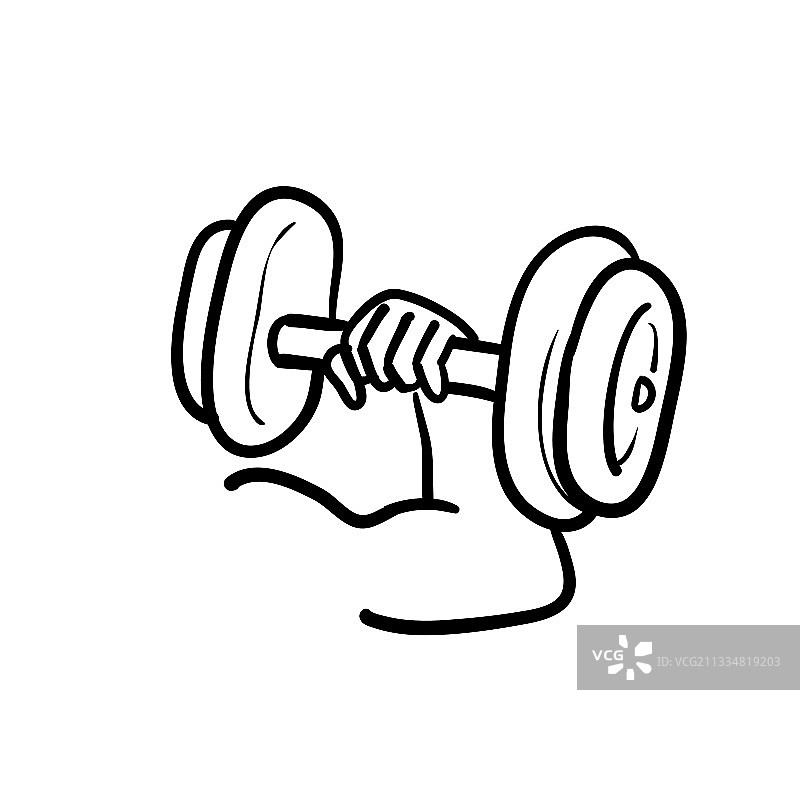 手绘涂鸦举起哑铃图片素材