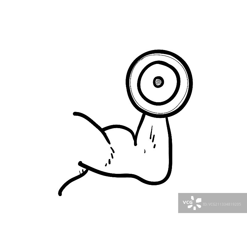 手绘涂鸦举起哑铃图片素材