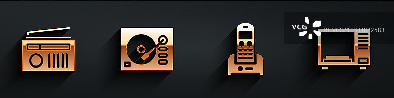 带天线无线电唱片机电话套装图片素材