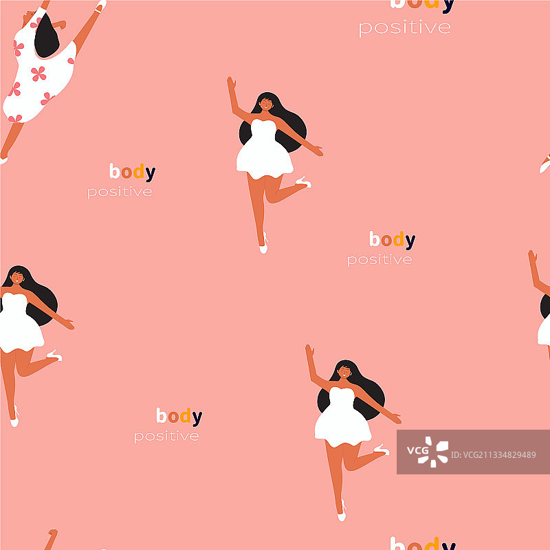 身材积极概念的无缝图案图片素材
