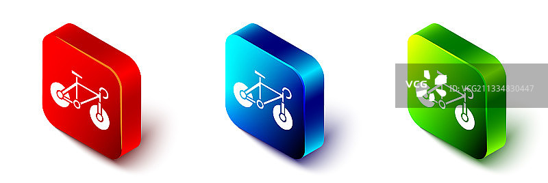 2.5D自行车图标，白色背景图片素材