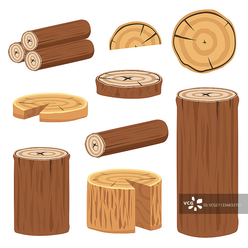 木头原木和树干集合图片素材