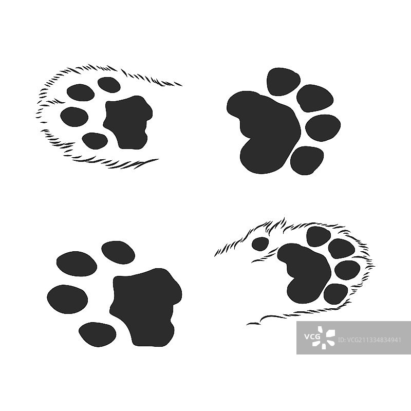 一套不同形态的狗爪黑色痕迹图片素材