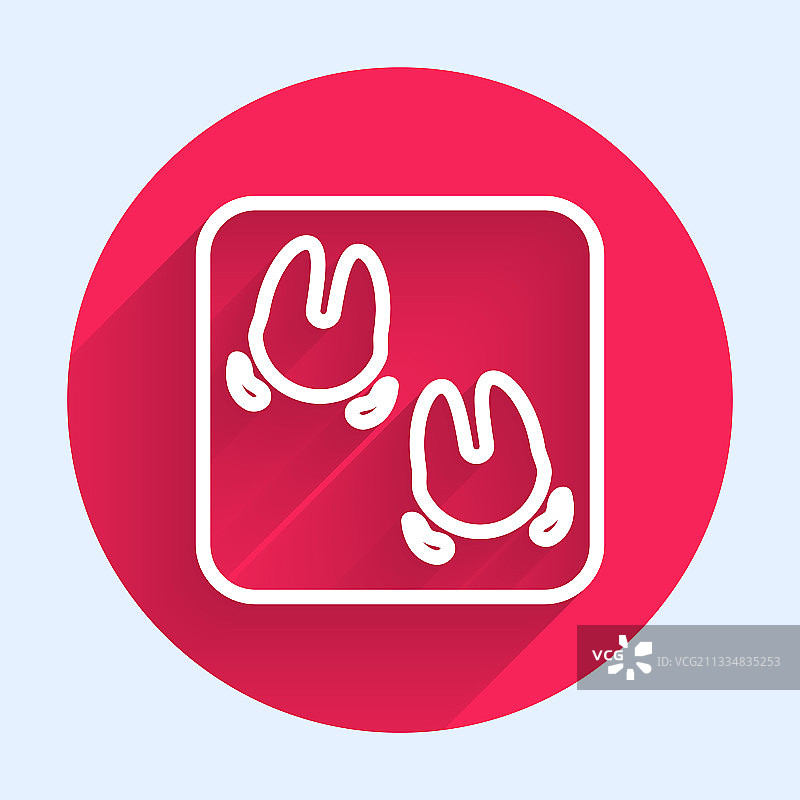白色线条野猪爪印图标图片素材