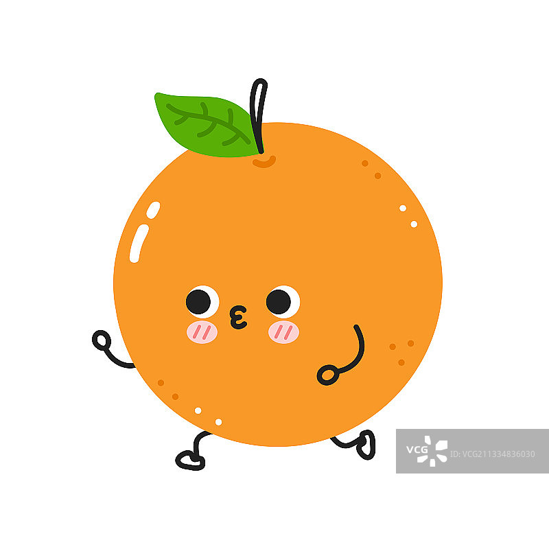 可爱的橙色慢跑扁平线条图片素材