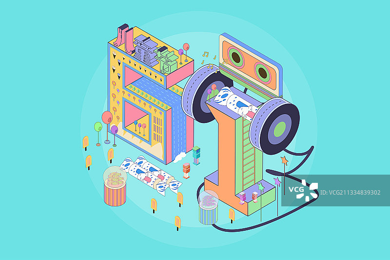 2.5D插画练习图片素材