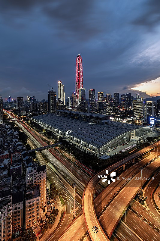 广东省深圳市地标建筑CBD金融区城市风光图片素材