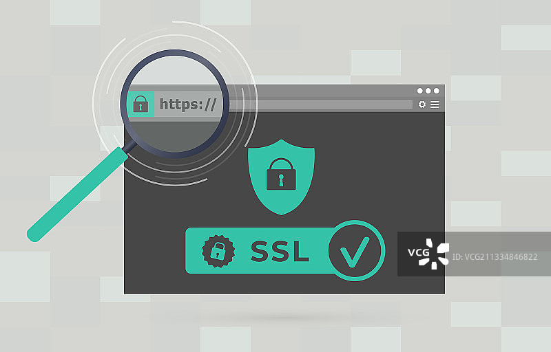 具有安全HTTPS SSL证书加密的网站图片素材