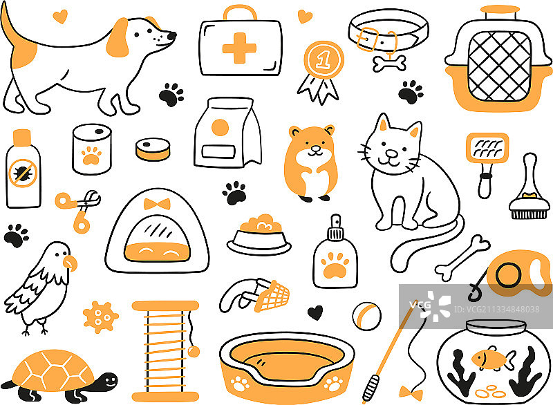 宠物店和兽医诊所手绘素材图片素材