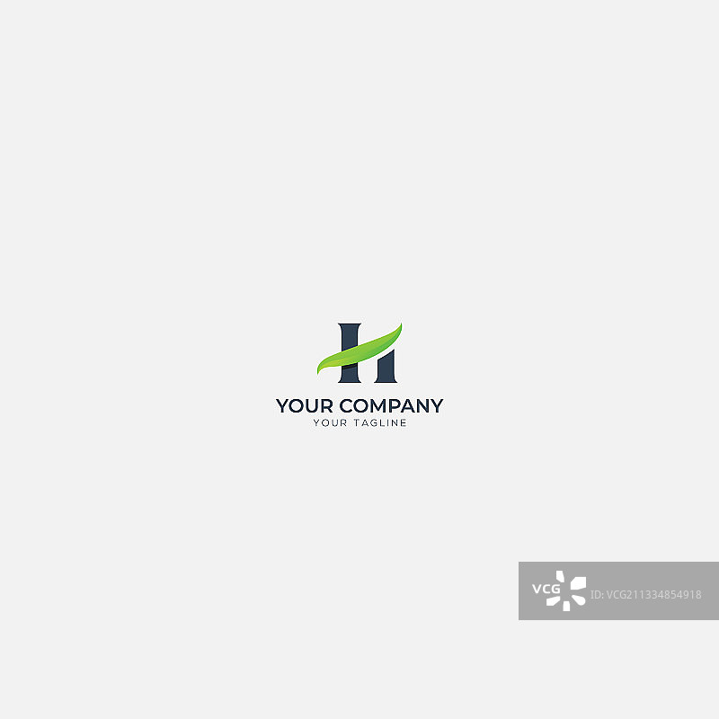 化妆品天然字母H和叶子标志图片素材