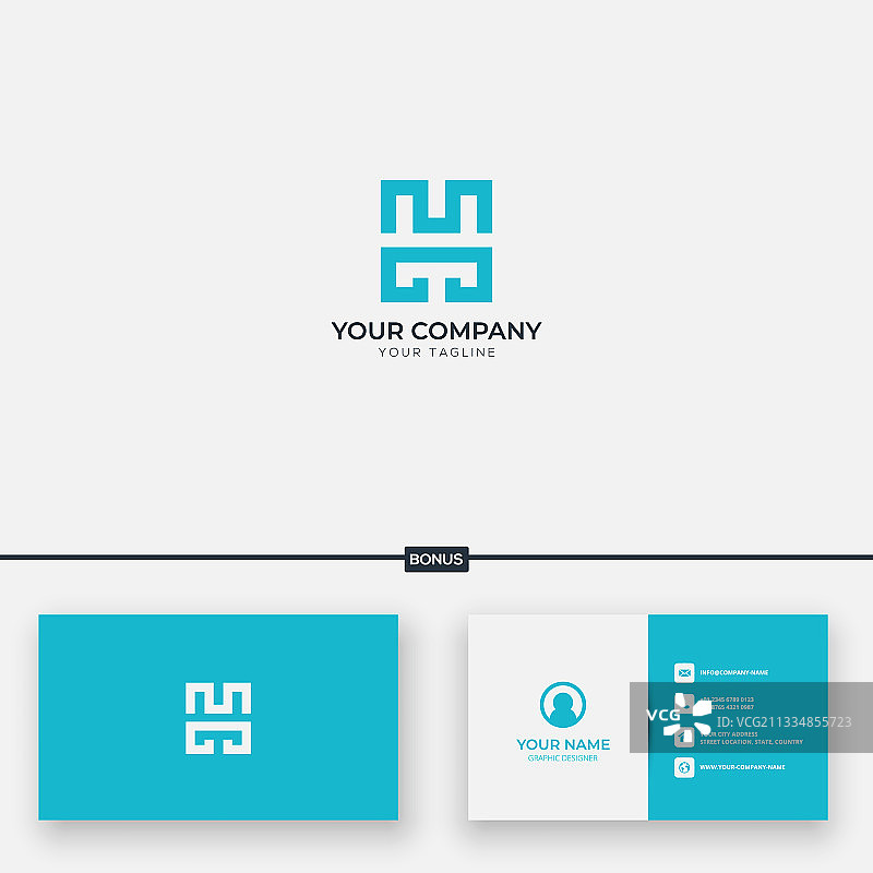 蓝色线条艺术现代字母M H标志设计图片素材