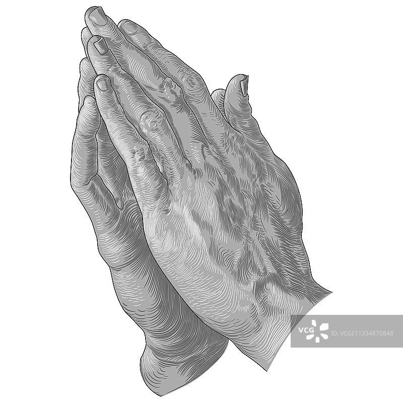 灰度祈祷之手图片素材