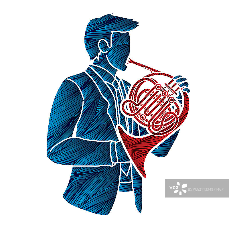 法国号音乐家管弦乐队乐器图形图片素材