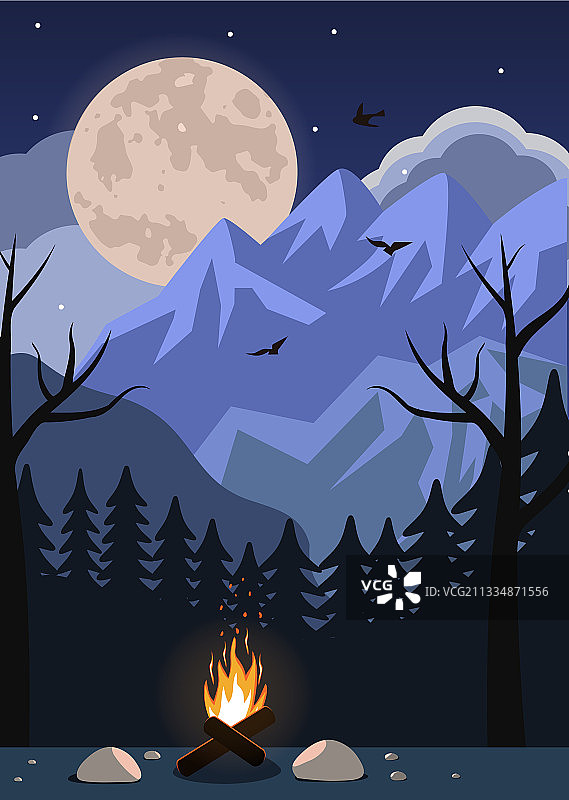 森林中的满月图片素材