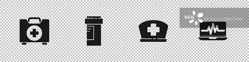 急救箱药瓶护士帽套装图片素材