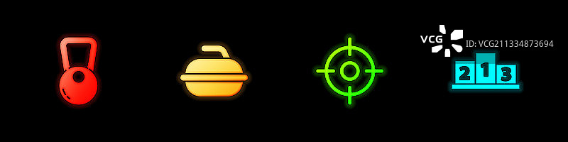 壶铃、冰壶运动石图标合集图片素材