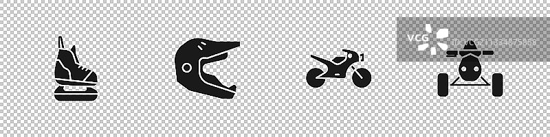 滑冰运动摩托车头盔套装图片素材