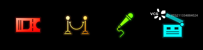 电影票、隔离绳、麦克风等素材图片素材