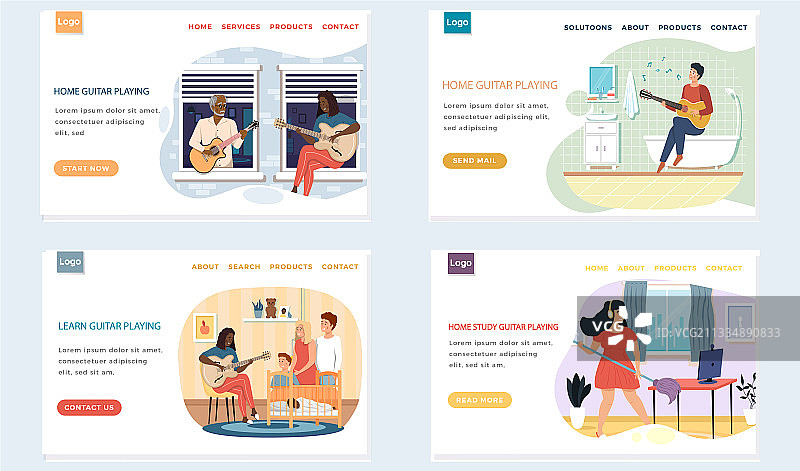 弹吉他的人群套装图片素材