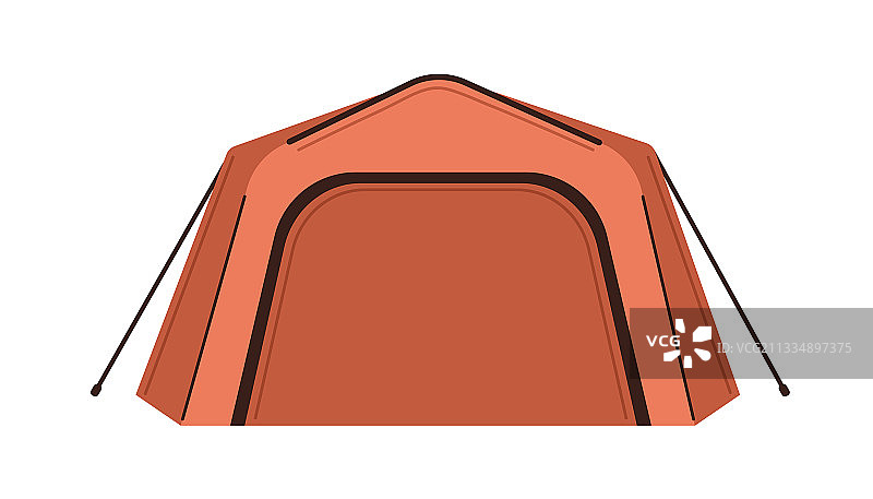 白色背景上封闭式帆布帐篷正面图图片素材