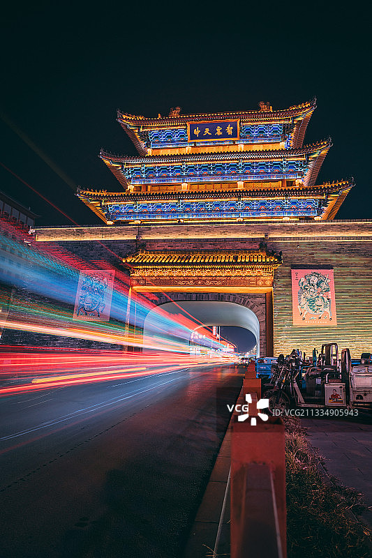 河南开封鼓楼夜色图片素材