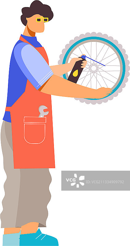 自行车车轮维护组合图片素材