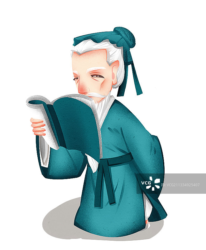 中国风老夫子教书插画元素图片素材