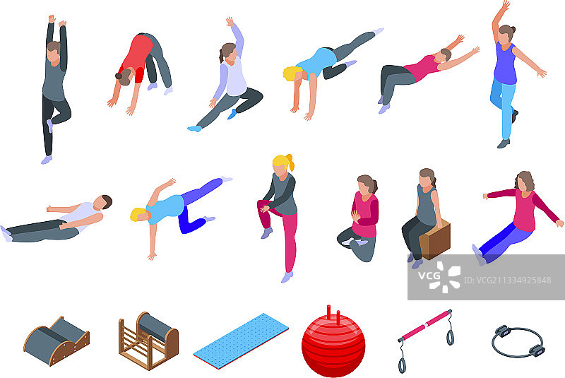 普拉提图标等距风格图片素材