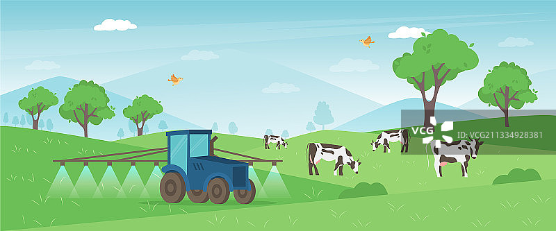 农场横幅拖拉机耕作图片素材