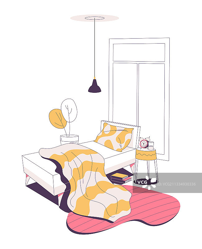 粉色和黄色卧室室内设计图片素材