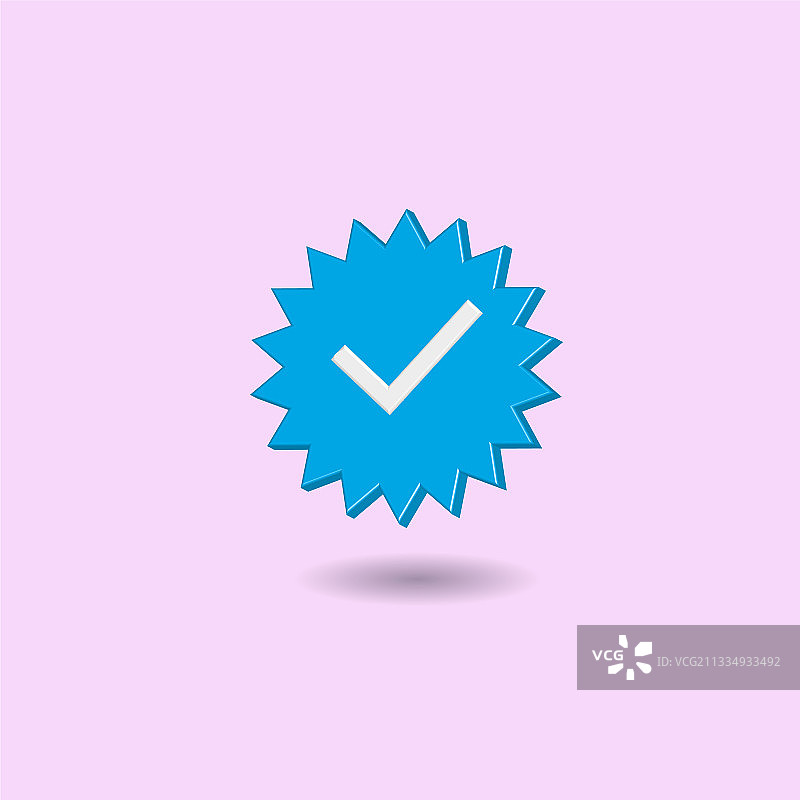 极简蓝色验证图标，粉彩色背景图片素材