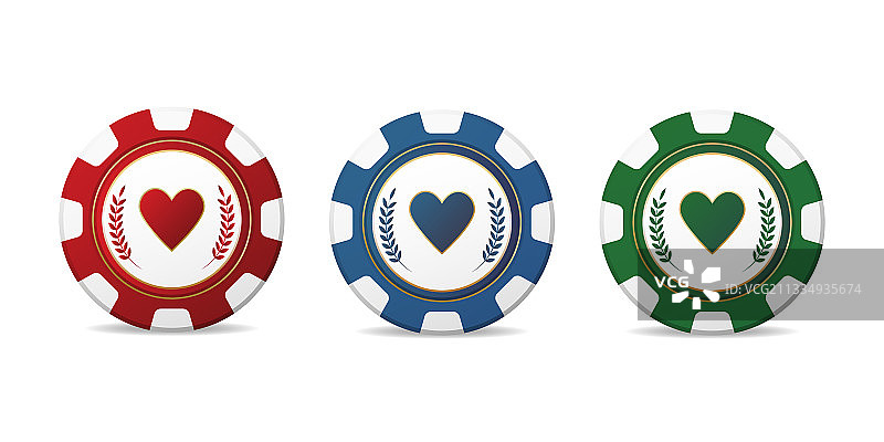 用于扑克或轮盘的彩色赌场筹码图片素材